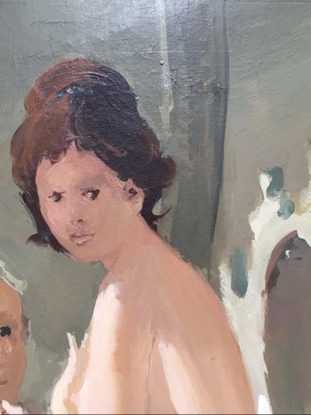 "Pierrot und Colombine". Öl auf Leinwand. Jonathan Zutter. 1960er Jahre.