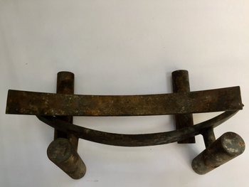 Pair of modernist andirons. Middle XXth century.