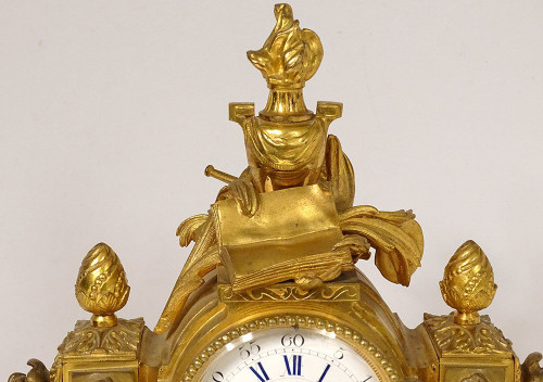 Gilt Bronze Pendulum Allegory Arts Music Book Napoleon III 19th Century