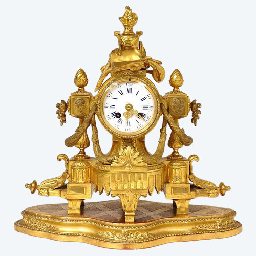 Gilt Bronze Pendulum Allegory Arts Music Book Napoleon III 19th Century