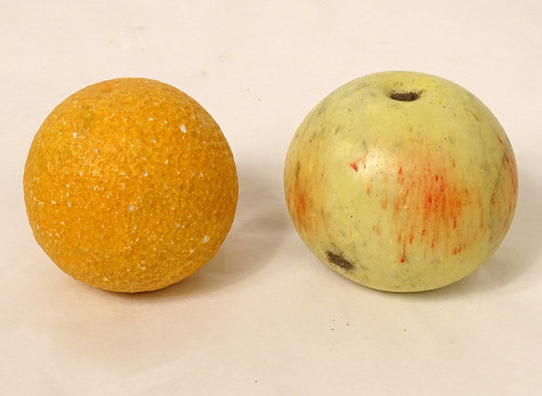 Ensemble 9 Fruits Marbre Carrare Polychrome Pomme Pêche Figue Poire XIXème