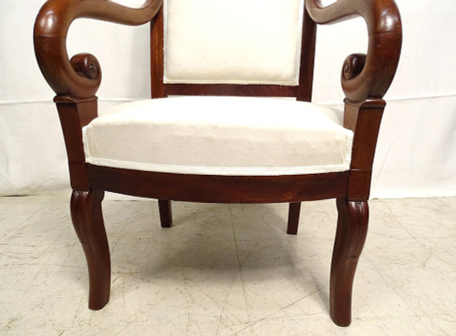 Small Restored Child's Armchair Mahogany Winding XIXÃ¨me SiÃ¨cle