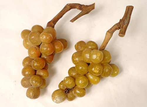 Set di 21 frutti in marmo policromo di Carrara Uve Pesche Ciliegie XIX secolo