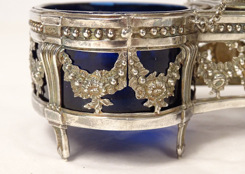 Double Louis XVI silver salt cellar Fermiers Généraux 18th century