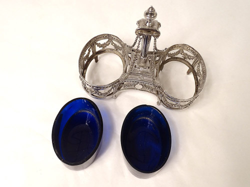 Double Louis XVI silver salt cellar Fermiers Généraux 18th century