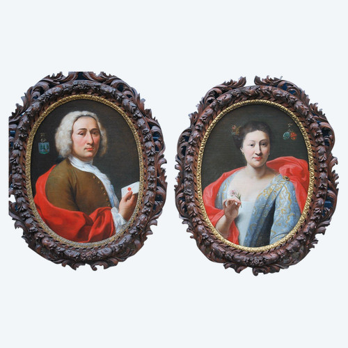 Holländische Schule des XVIII. Jahrhunderts Paar Porträts Kerens De Hongne