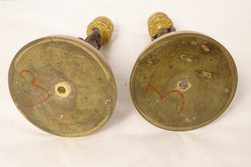 Coppia di candelieri torce in bronzo marmo Angelots Loves Napoleone III XIX secolo