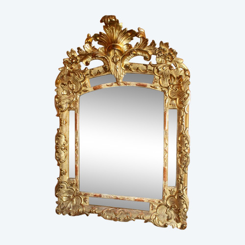 Gilded Wood Reservoir Mirror, Louis XIV Style - Early 19th Century