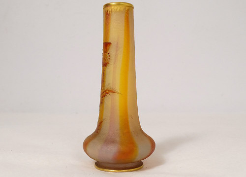 Kleine Vase Soliflore Glaspaste Daum Nancy Blumen Disteln Jugendstil 19
