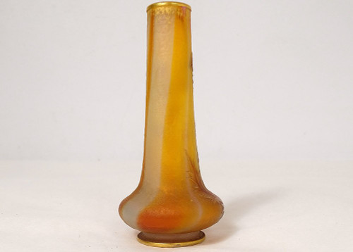 Kleine Vase Soliflore Glaspaste Daum Nancy Blumen Disteln Jugendstil 19