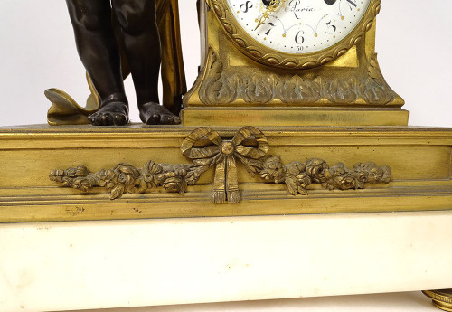 Large Bronze Clock Angelot Bird Rams Denière Paris Napoleon III 19th