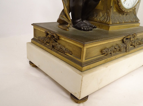 Large Bronze Clock Angelot Bird Rams Denière Paris Napoleon III 19th