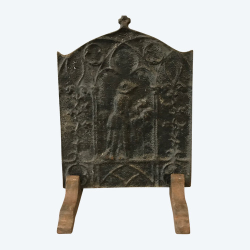 Small antique cast iron fireback from the 18th century