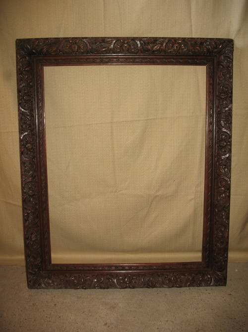 Large early 19th century carved oak frame in the Louis XIII style