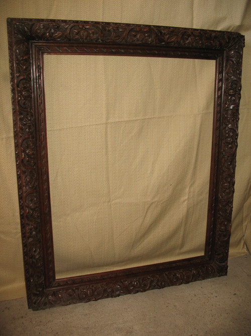 Large early 19th century carved oak frame in the Louis XIII style
