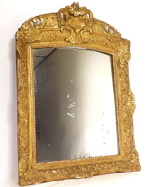 Regency Mirror Glass Gilded Carved Wood Frame Flower Shells 18th Century