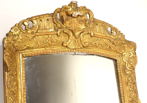 Regency Mirror Glass Gilded Carved Wood Frame Flower Shells 18th Century