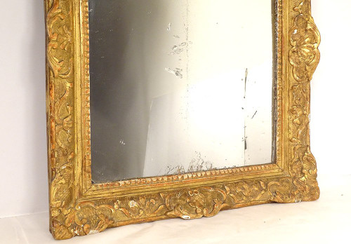Regency Mirror Glass Gilded Carved Wood Frame Flower Shells 18th Century