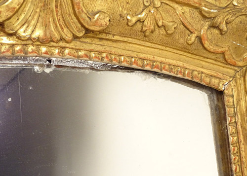 Regency Mirror Glass Gilded Carved Wood Frame Flower Shells 18th Century
