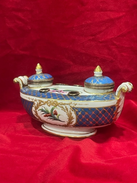 Encrier Gondole porcelaine de Sèvres XVIII Eme