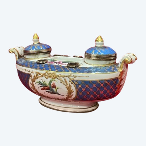 Encrier Gondole porcelaine de Sèvres XVIII Eme