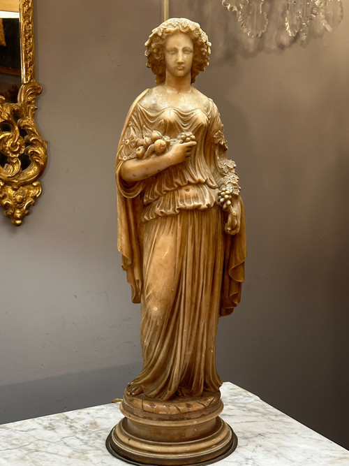Exceptionnelle Paire De Sculptures En Albâtre d'Epoque XIXème (112cm)