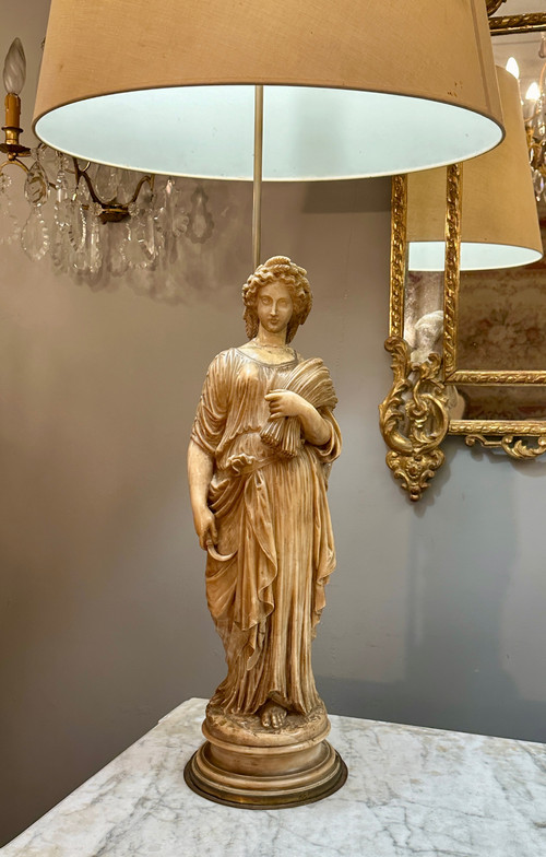 Exceptionnelle Paire De Sculptures En Albâtre d'Epoque XIXème (112cm)
