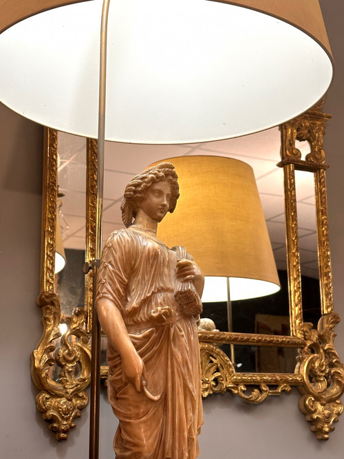 Exceptionnelle Paire De Sculptures En Albâtre d'Epoque XIXème (112cm)