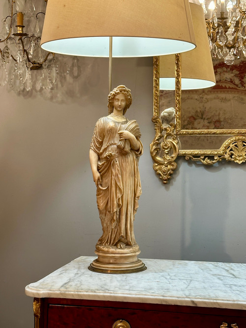 Exceptionnelle Paire De Sculptures En Albâtre d'Epoque XIXème (112cm)