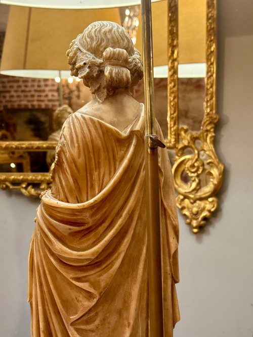 Exceptionnelle Paire De Sculptures En Albâtre d'Epoque XIXème (112cm)