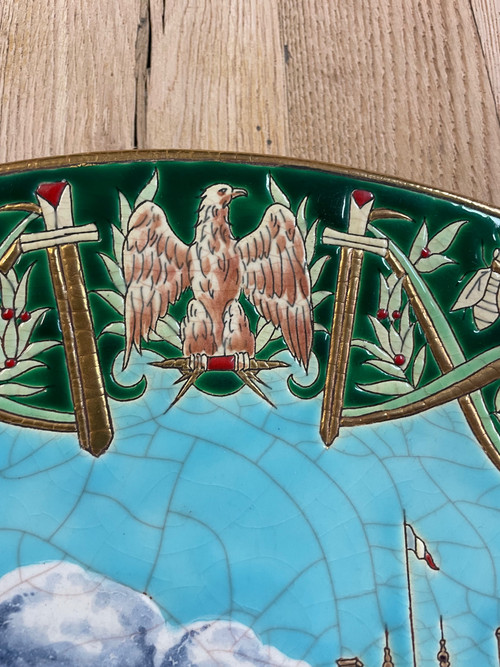 Longwy - Large Enamel Dish Model Fontainebleau Napoléon Paul Mignon