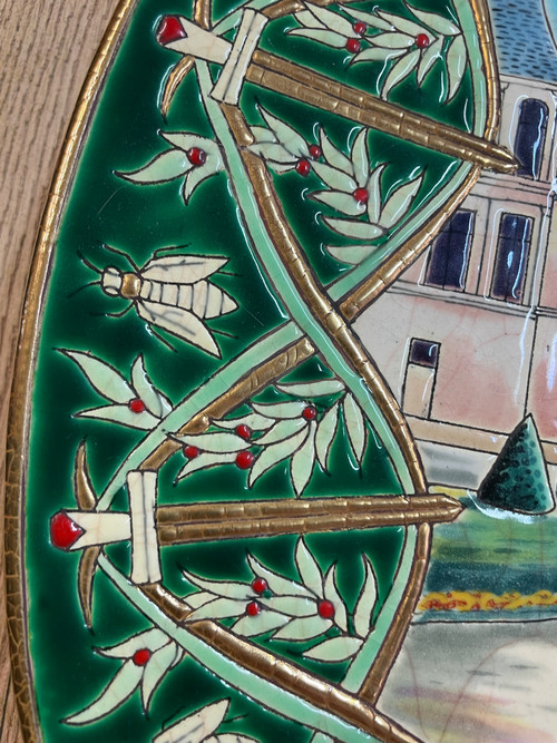 Longwy - Large Enamel Dish Model Fontainebleau Napoléon Paul Mignon