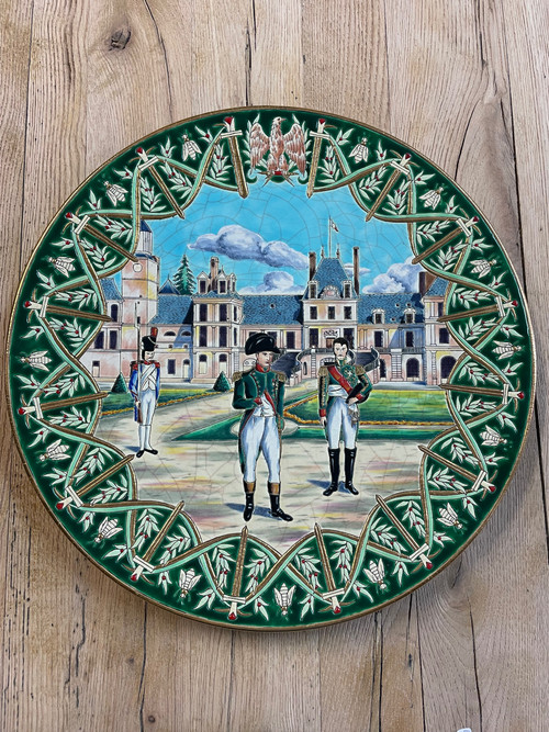 Longwy - Large Enamel Dish Model Fontainebleau Napoléon Paul Mignon