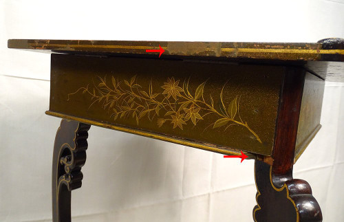 Travailleuse Encoignure Majorelle Bois Laqué Japonisant Oiseau Art Nouveau