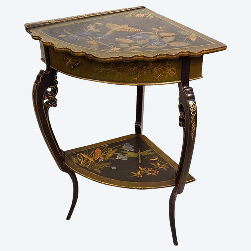 Travailleuse Encoignure Majorelle Bois Laqué Japonisant Oiseau Art Nouveau