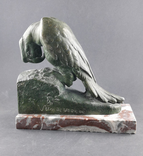 Coppia di fermalibri Art Deco Parakeet