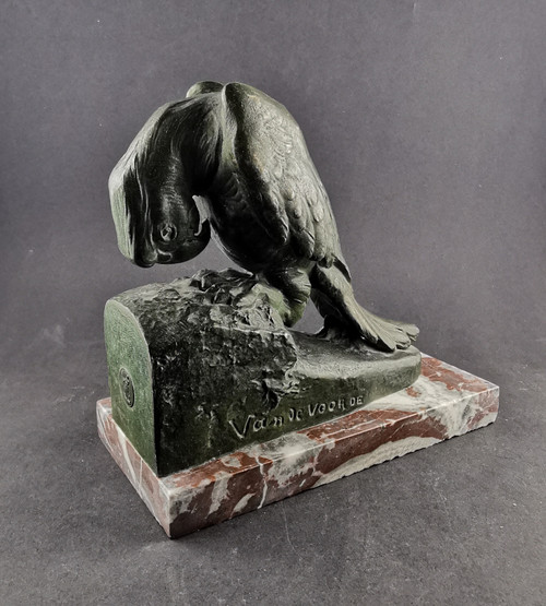 Coppia di fermalibri Art Deco Parakeet