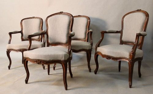 Suite De 4 Fauteuils Cabriolet Epoque Louis XV