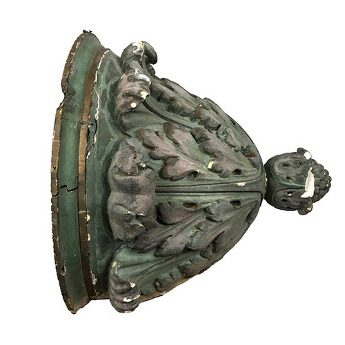 Large wall console, green plaster church statue support
