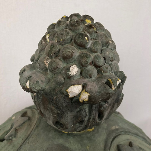 Large wall console, green plaster church statue support