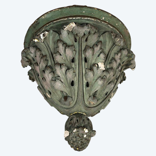Large wall console, green plaster church statue support