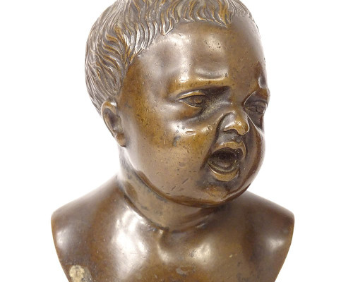 Coppia di sculture in bronzo Jean Qui Rit Jean Qui Pleure d'ap. Houdon XIX secolo