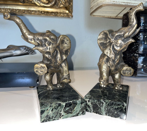 FONTINELLE Louis (1886-1964) Art Deco bronze bookends signed