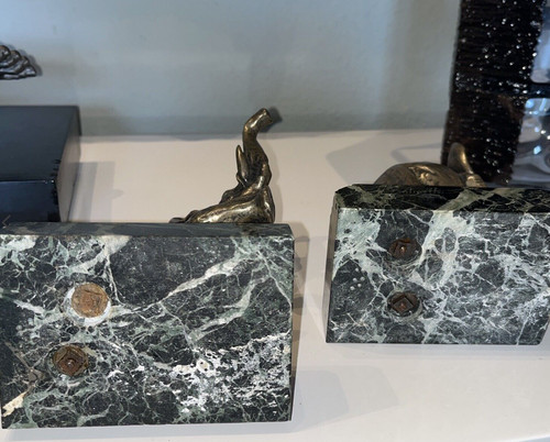 FONTINELLE Louis (1886-1964) Art Deco bronze bookends signed