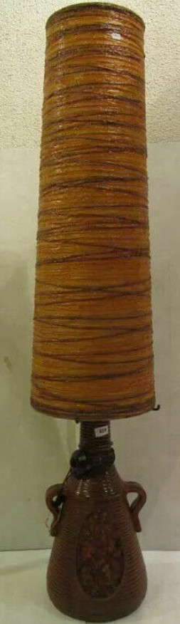ACCOLAY, LARGE CERAMIC LAMP WITH STRING AND RESIN SHADE