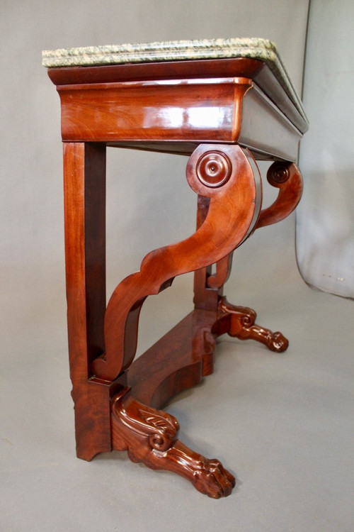 Console di restauro in mogano con piedi ad artiglio