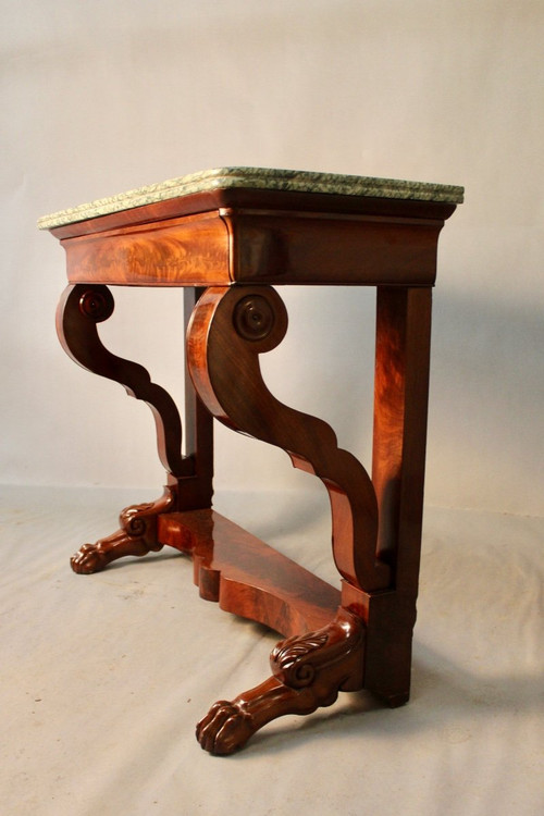 Console di restauro in mogano con piedi ad artiglio