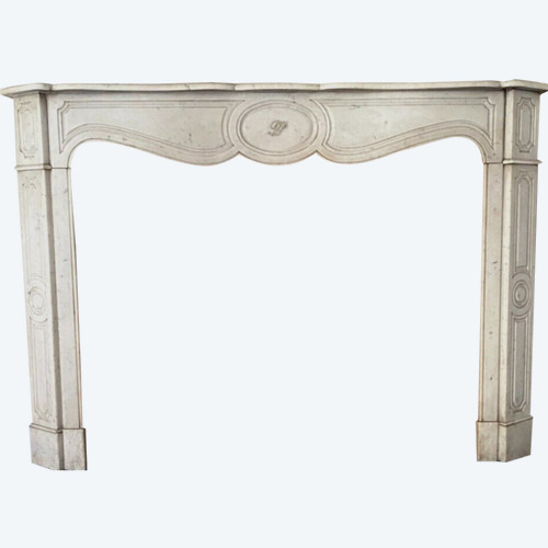 Louis XV Model Pompadour white Carrara marble mantel XX century