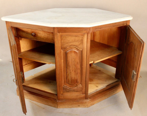 Walnut Trim Corner Carrara Top