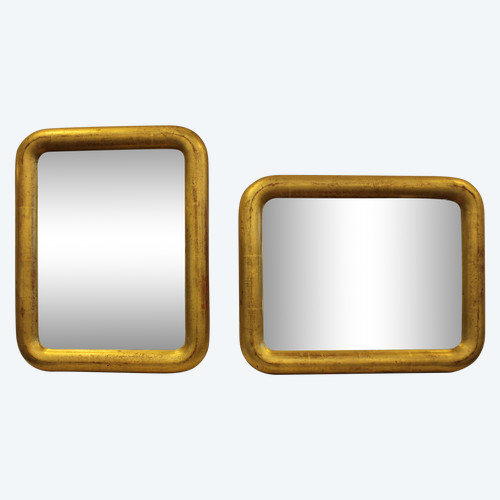 Pair Of Mirrors, Large Demi-jonc, Gold Leaf 31 X 39 Cm